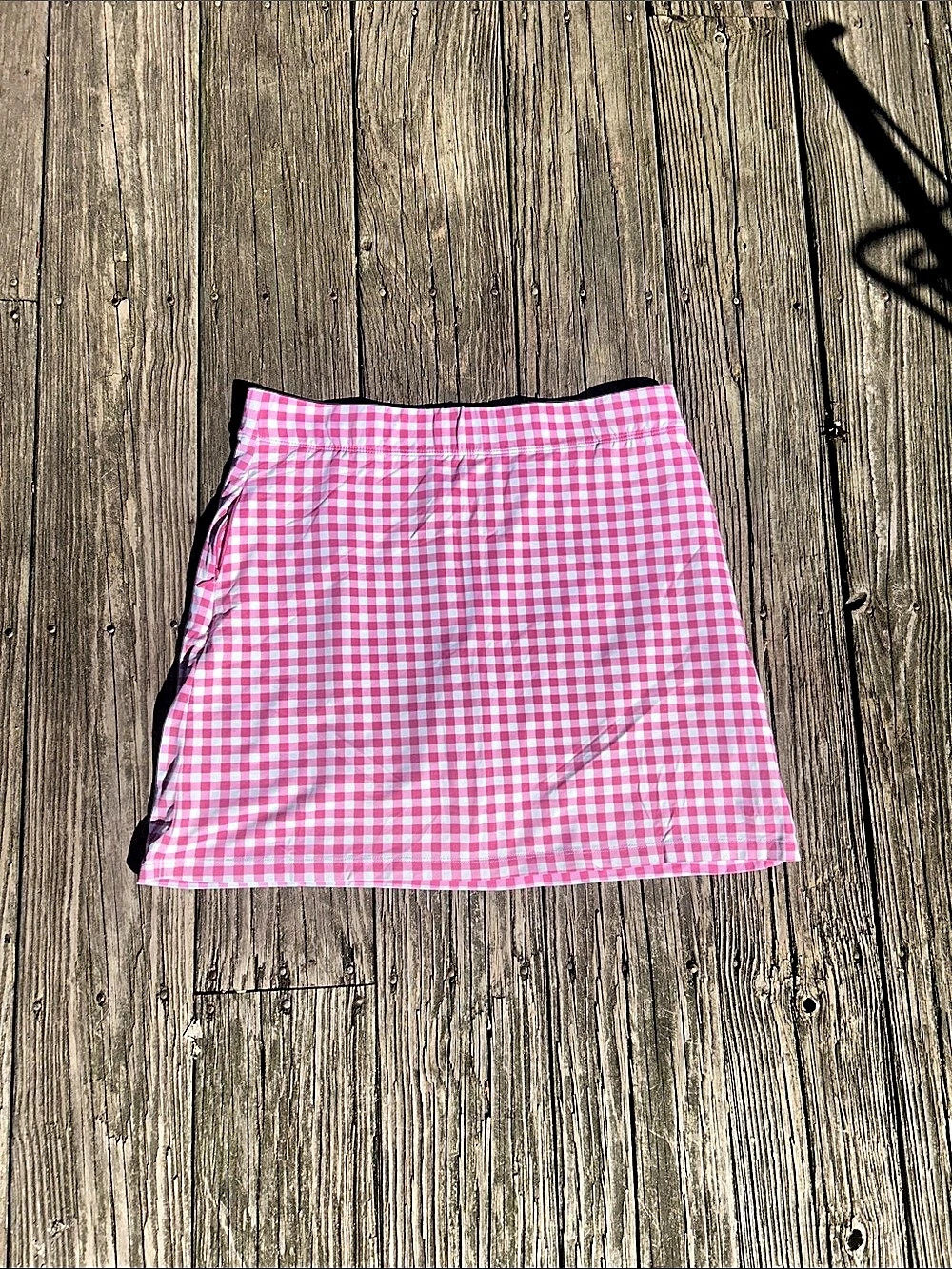 J. McLaughlin Gingham plaid Skirt in Pink & White
